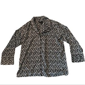 Natori Black White Smooth Top Blouse Womens S
